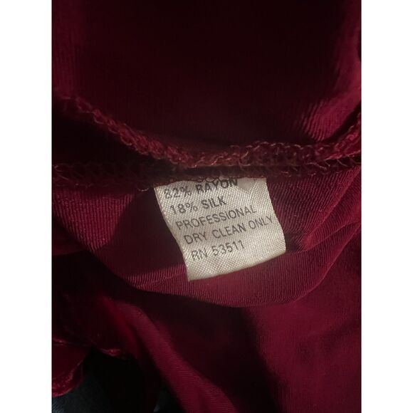 VTG Kenar Studio Crushed Velvet Button Down Up Blouse Sz 14 Silk Holiday Red - Picture 4 of 12